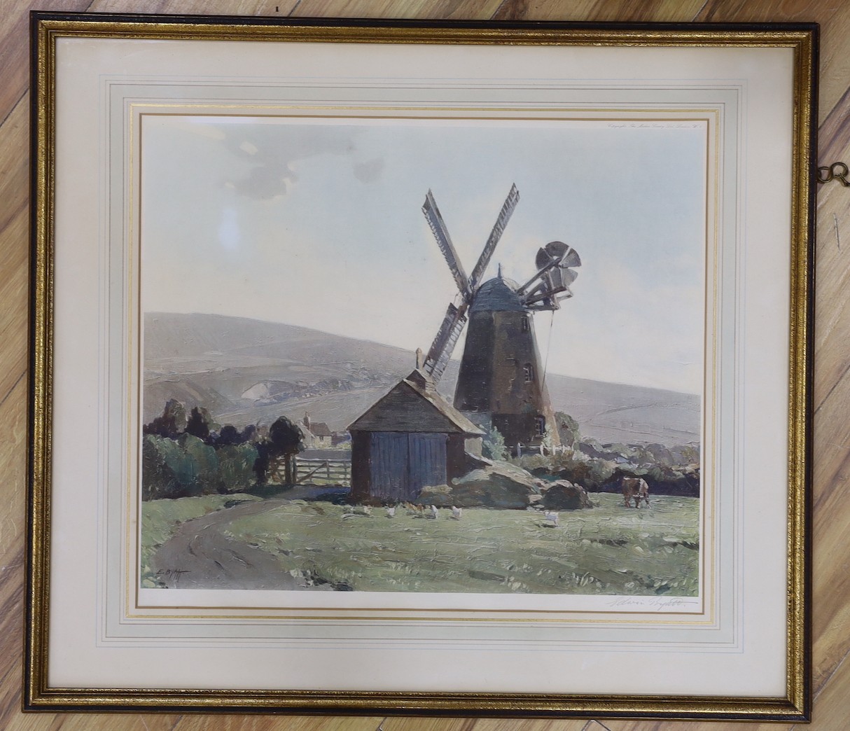 Edwin Byatt (1888-1948), colour print, 'Polegate Mill', signed in pencil, 45 x 54cm